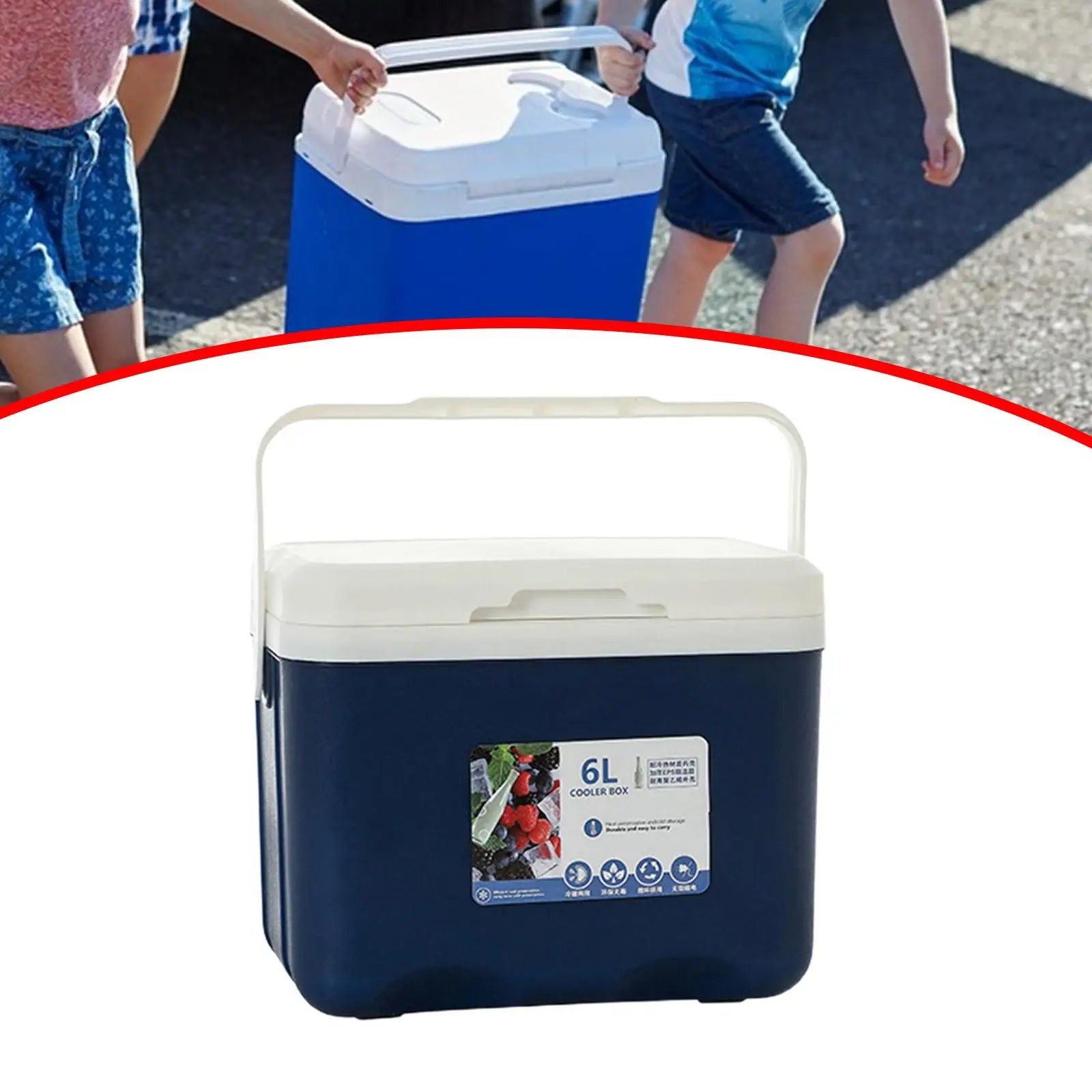 Cooler Box 6L Cold Storage Personal Portable with Handle Insulated Box Ice Chest Small for Stall Beach Camping Commercial Food