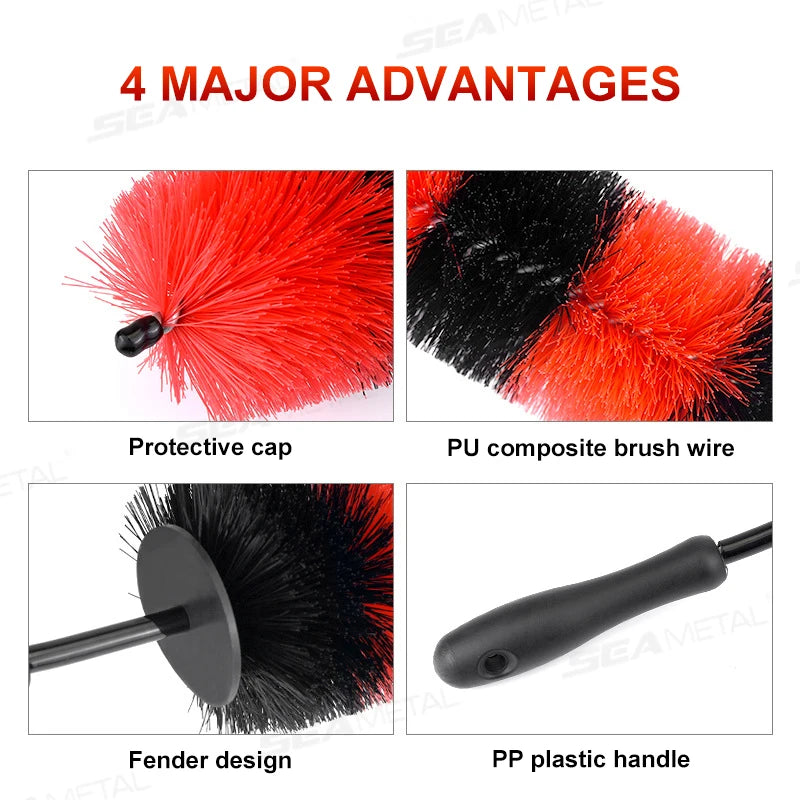 SEAMETAL Car Wheel Cleaning Brush Long Handle Car Wheel Rim Hub Cleaning Brush Tire Detail Brushes for Car Wash Accessories