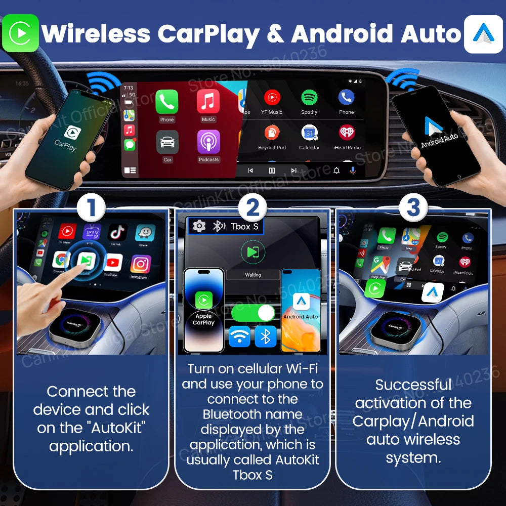 CarlinKit TV Box S2F Android 13 CarPlay Ai Box SM6225 8 Cores Wireless CarPlay Android Auto Video Streaming Box 4G LTE &WiFi GPS