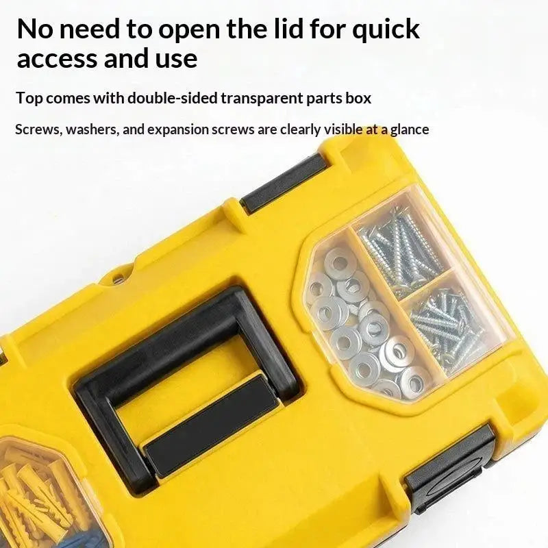 【S】Heavy Duty Thickened Plastic Tool Box With Clear Compartments And Secure Latch Perfect For Home Garage DIY Repair Work