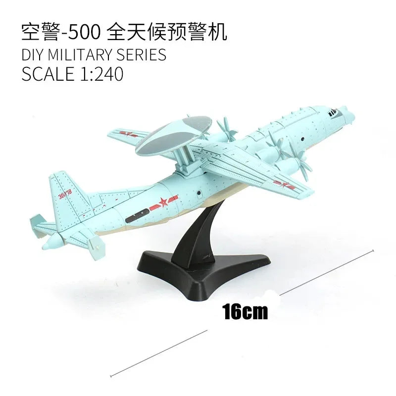 4D Assembled Aircraft Model Airborne Warning Aircraft 1/240 Scale Y-8 Transport Aircraft Plastic Military Toy Airplane Model