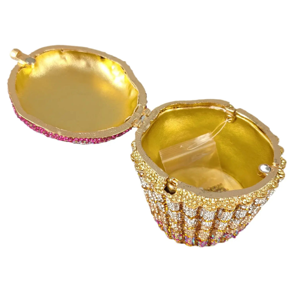 Boutique De FGG Women Mini Cupcake Rhinestone Clutch Purse Crystal Clutch Evening Bag Wedding Purse and Handbag Bridal Party Bag