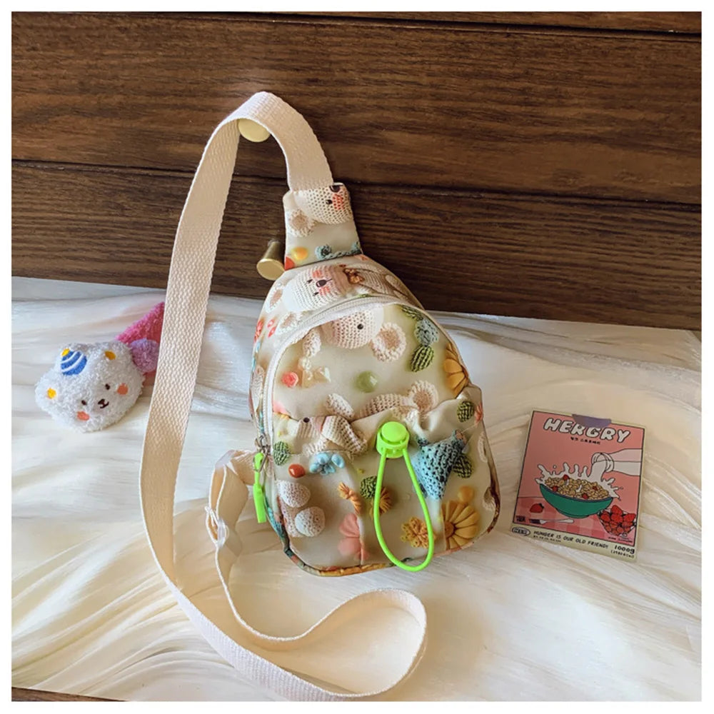 Children's Outdoor Storage Bag Cute Shoulder Crossbody Bag for Kindergarten Boys Girls Coin Purse Fashion Nylon Small Chest Bag