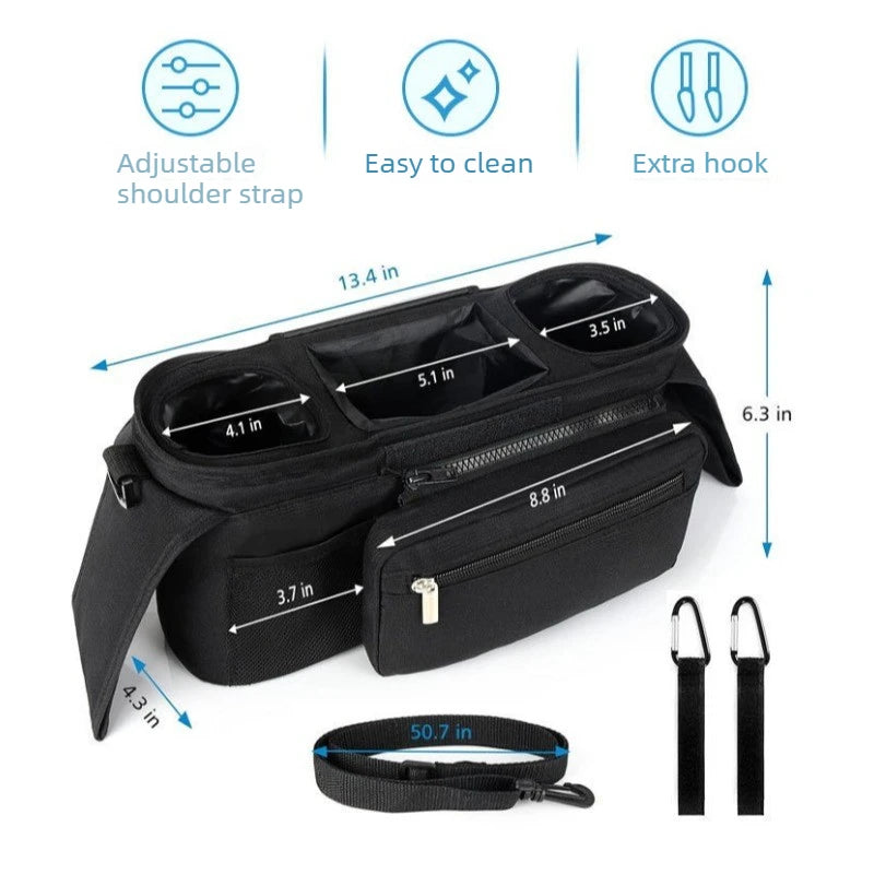 Baby Stroller Carry Bag Large Capacity Mummy Storage Bag Phone Bottle Holder Pram Diaper Bags Stroller Accessories for Travel