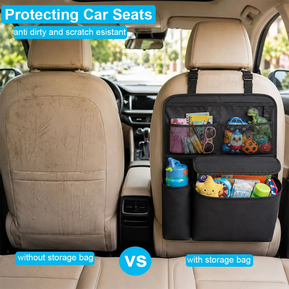 Car Seat Back Storage Bag Multifunctional Leather Car Backseat Organizer Wear Resistant Car Seat Back Storage Bag Cup Holder
