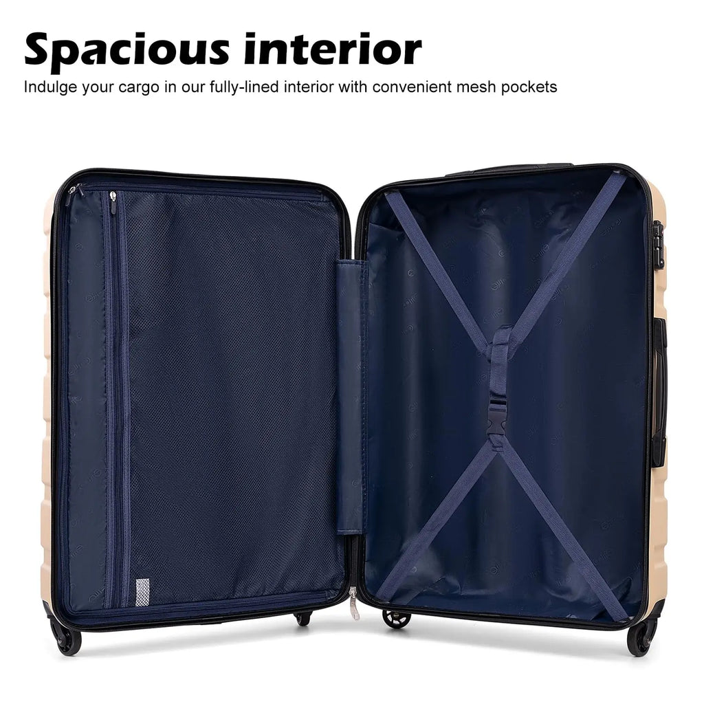 3 Piece Lightweight Durable Hardshell Luggage Set 360° Spinner Wheels TSA Approved Lock Suitcases, Customize