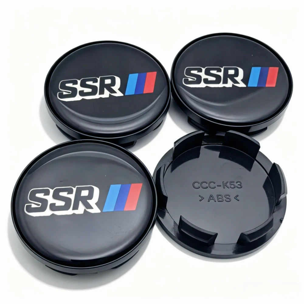 4pcs SSR Logo Badge Epoxy Resin Emblem Car Wheel Center Caps Hub Cap 53MM Clip 48MM Wheel Rim Hubcaps Dust Cover Car Accessories