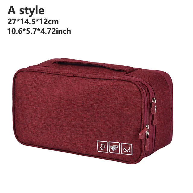 Women's Portable Multi-Layer Travel Lingerie Storage Bag Underwear Organizer Waterproof Divided Pouch for Socks & Bras Trip Case