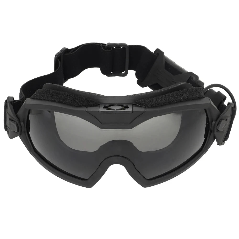 Tactical Anti-fog Goggles Ski Airsoft CS Protective Glasses Transparent Black 2 Lens Motocross Dustproof Goggles with Micro Fan