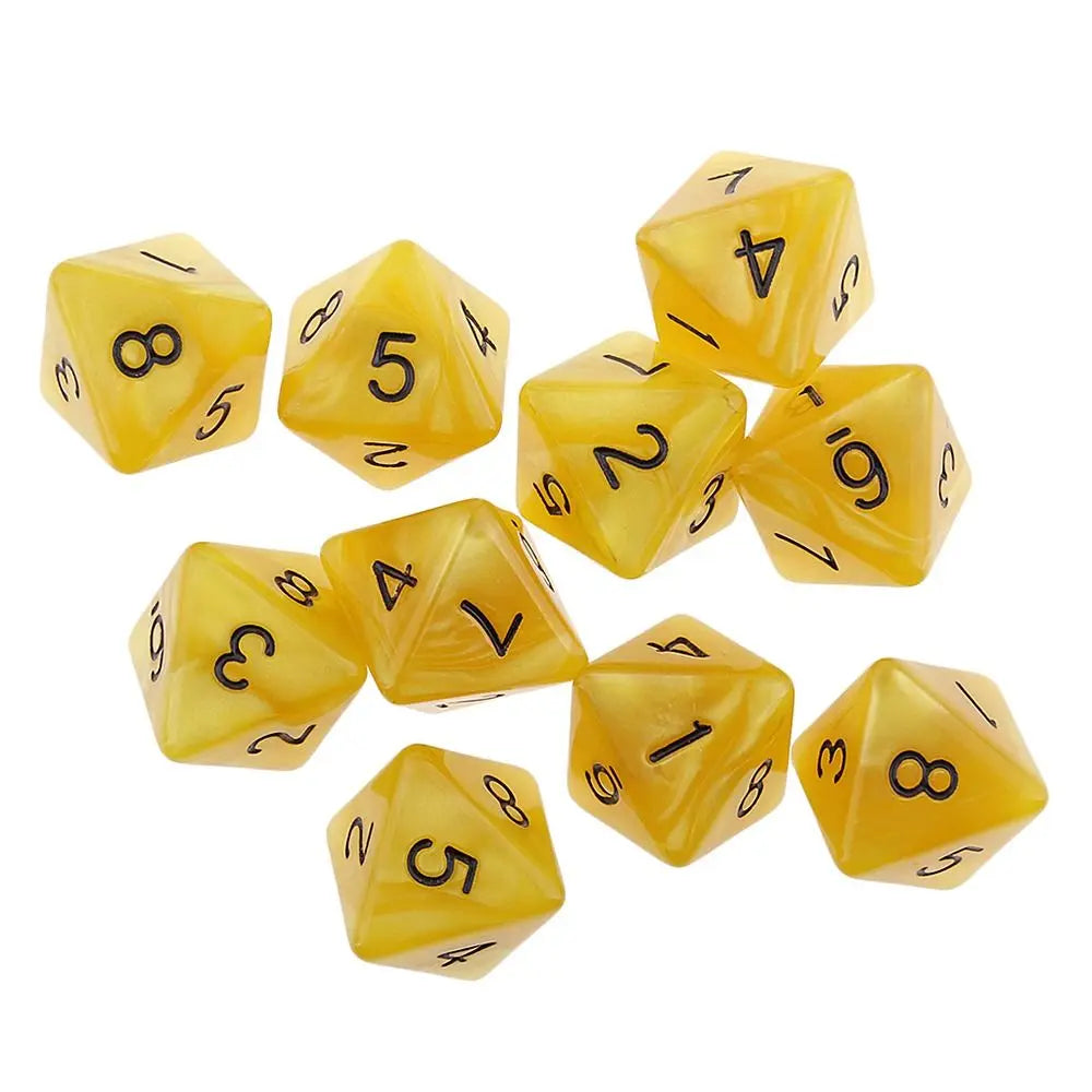 10Pcs/set D8 16mm Digital Dice Set 8 Sided Acrylic Table Game Opaque Polyhedral Dices for DND Dice Tabletop Role-Playing Game