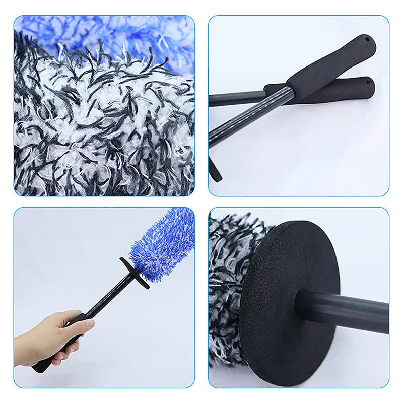 Wheels Brush Car Wash Super Brush Microfiber Premium Non-Slip Handle Easy To Cleaning Rims Spokes Wheel  Car Accessories