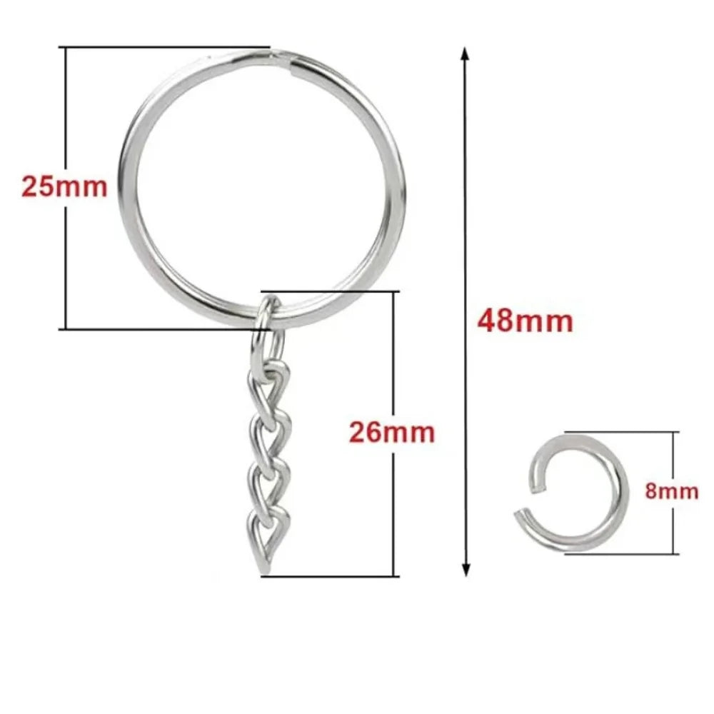 10/20/100Pcs Metal Blank Keyring Keychain With Split Jump Ring Connector DIY Women Men Jewelry Making Supplies Craft Accessories