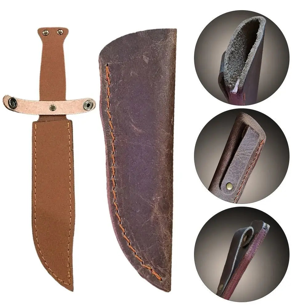 Brown Straight Knife Scabbard Tool Flashlight Belt Loop Case Holder Leather Sheath Pocket Hunt Camp Outdoor Carry Equipment