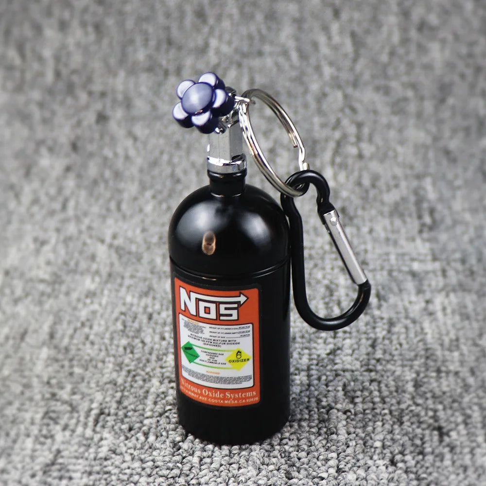 10cm Outdoor NOS Bottle Style Key Chain Car Ashtray Metal Car Ashtray High Quality Aluminium Keychain Bag Pendant
