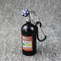 10cm Outdoor NOS Bottle Style Key Chain Car Ashtray Metal Car Ashtray High Quality Aluminium Keychain Bag Pendant