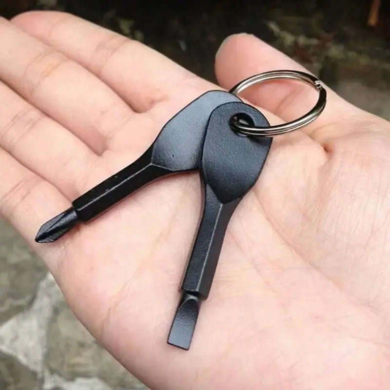 2Pcs Mini Keychain Screwdriver Set Cross Flat Head Stainless Steel Carabiner EDC Multi-tool Camping Tool
