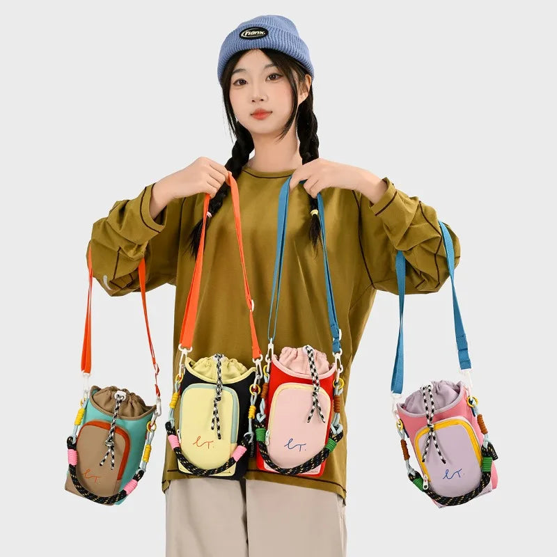 Lightweight Mini Crossbody Water Bottle Bag For Outdoor Sports Women Casual Simple Small Square Bag For Phone And Coin