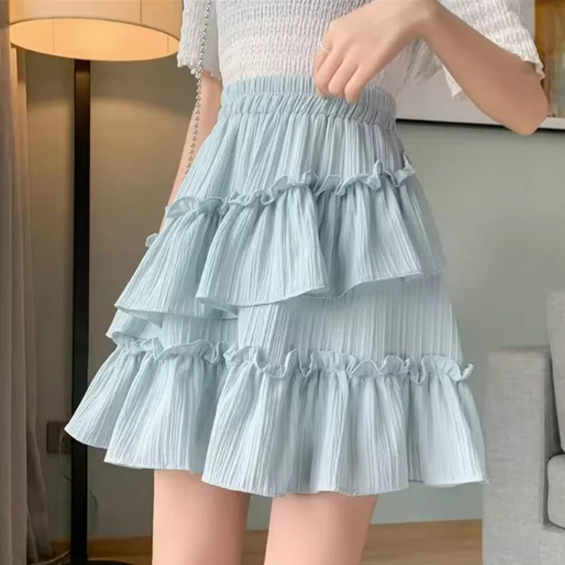 Plus Size Women's Ruffle Short Sleeve T-shirt Elastic Irregular Hem Slim Fit Shirt&Blouses Solid Summer Casual Elegance Top Chic