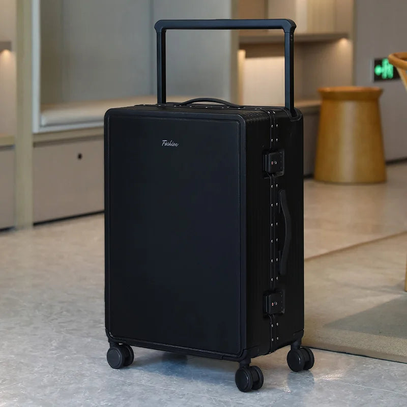 2026 new high-end wide pull rod luggage, aluminum frame travel suitcase, sturdy large capacity boarding case