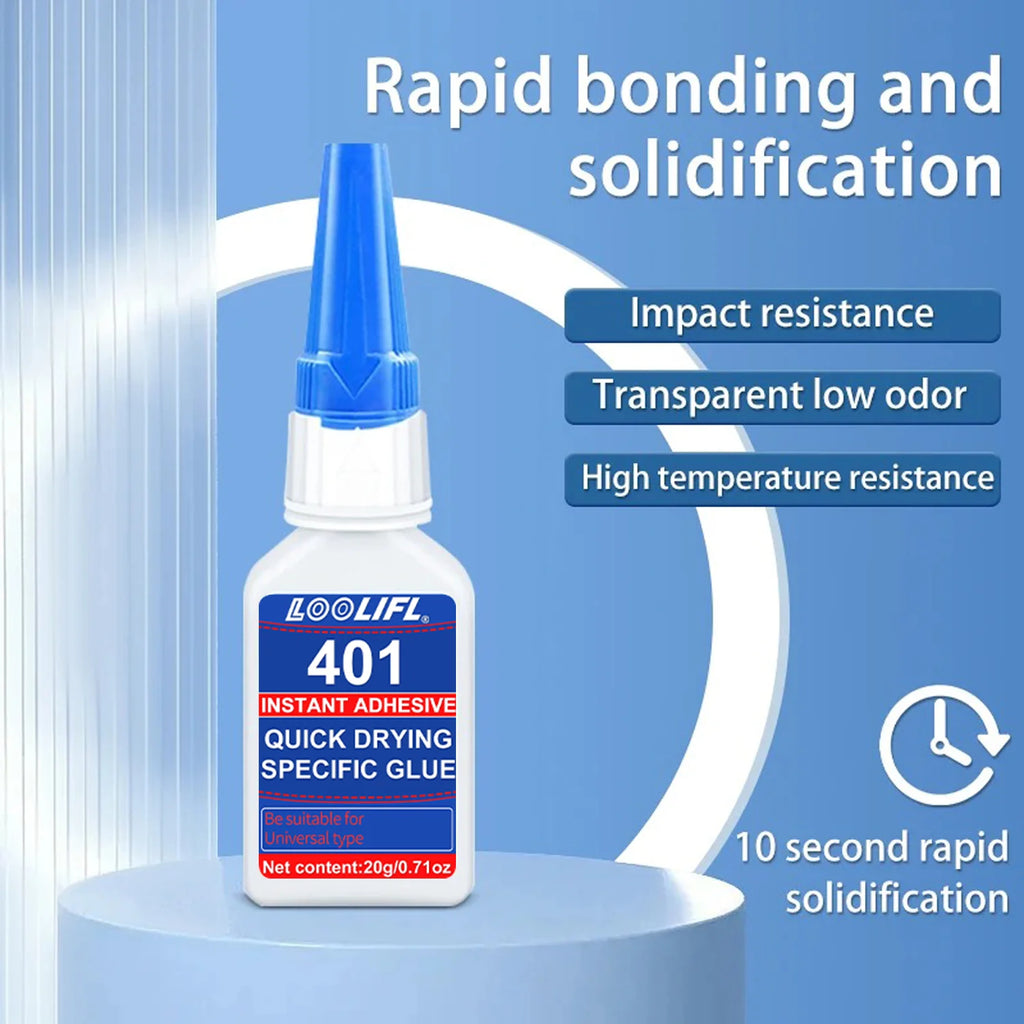Loolifl 401 Instant Adhesive - Multi-Purpose Strong Super Glue for Metal, Ceramic, Plastic, 20g Quick-Drying Cyanoacrylate Glue