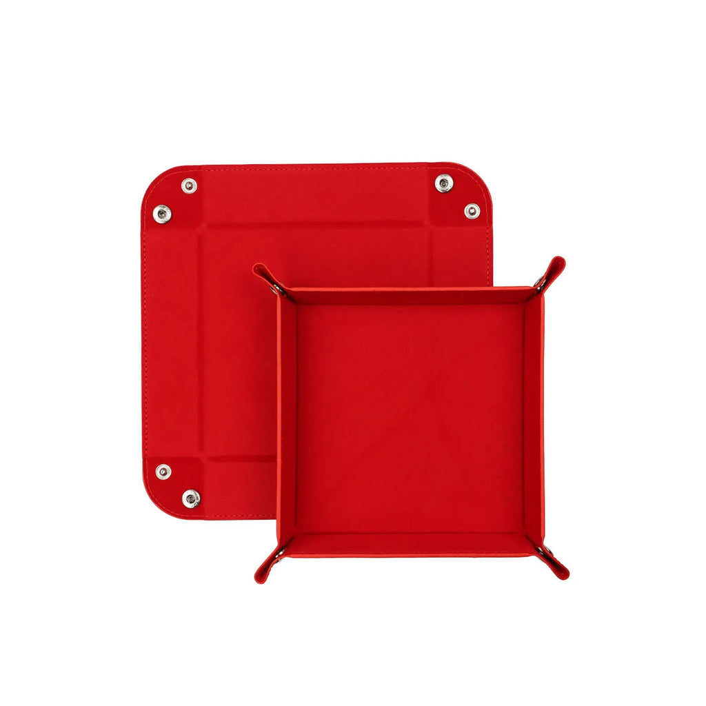 Foldable Dice Tray PU Leather Flannel Game Dice Plate Four Corners Folded Tray Home Desktop Decoration Box Coin Key Storage Tray