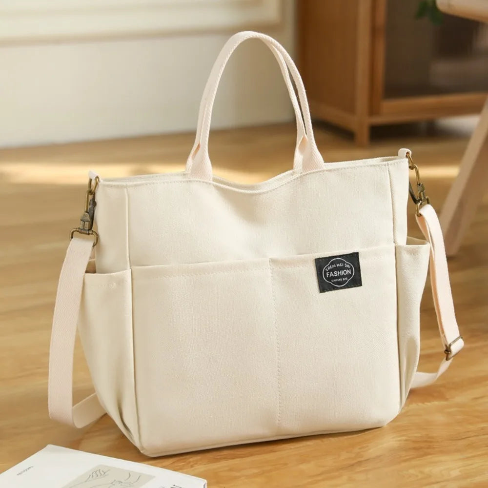 Fashion Women's Shoulder Bag Canvas Large Capacity Crossbody Handbag Multi Pocket Zipper Mommy Bags for Female