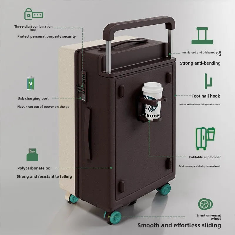 20"24"26 Inch Wide Tie Rod Travel Suitcase Multifunctional Luggage Large Capacity Rolling Luggage Bag Trolley Case With Wheels