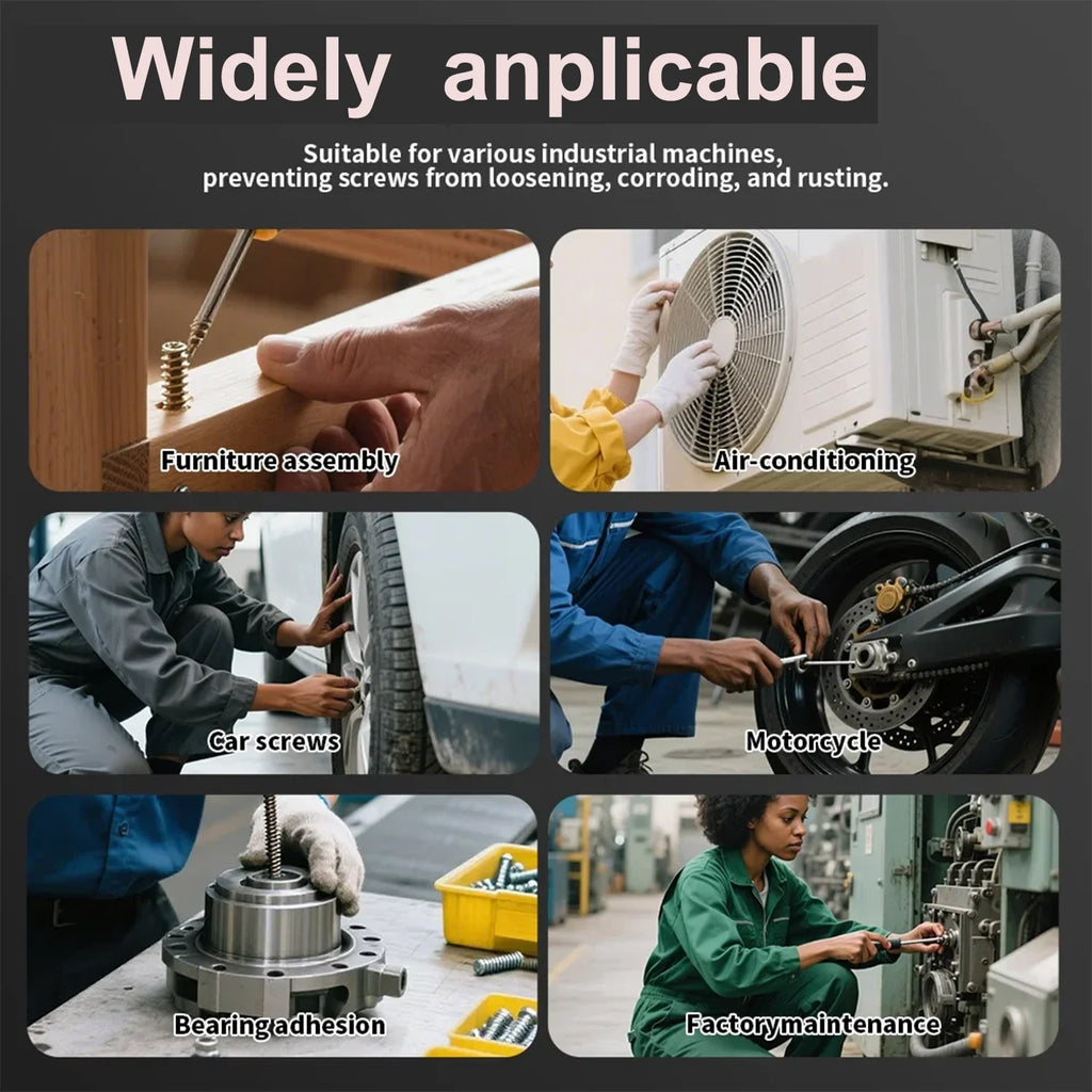 Threadlocker, Fast-Drying, Medium-Strength Screw Locking Agent, Anaerobic Adhesive, Anti-Loosening Screw Glue, Nut and Screw Fastening Adhesive, Removable