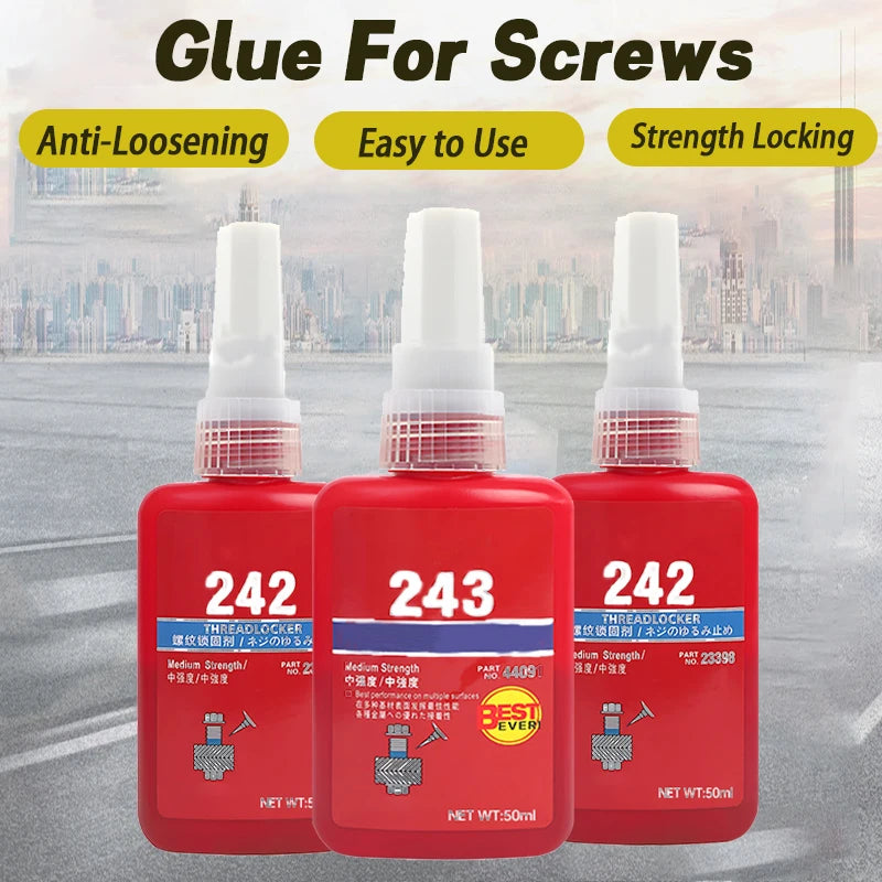 Blue Threadlocker 242/243 Anaerobic Glue Anti Loosening Fastening 50ML Screw Glue For Thread Sealing And Fastening