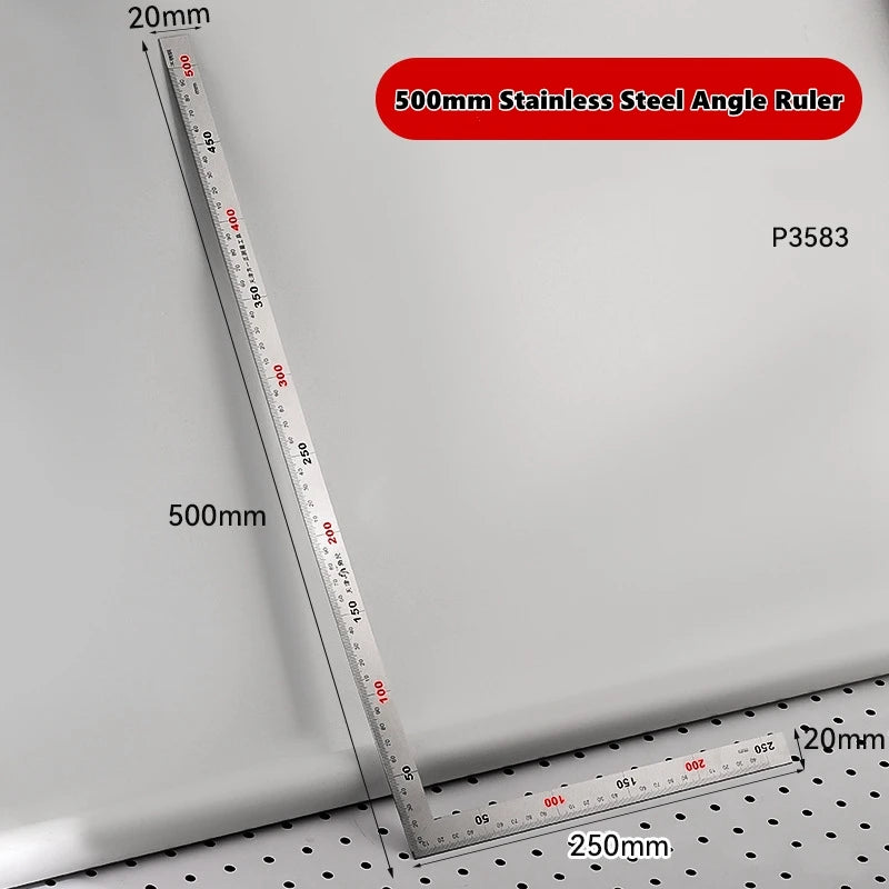 300/500mm Aluminum Alloy Square Ruler Right Angle 90° Turning Ruler Woodworking Ruler Steel Turning Ruler Measuring Tools Gauge