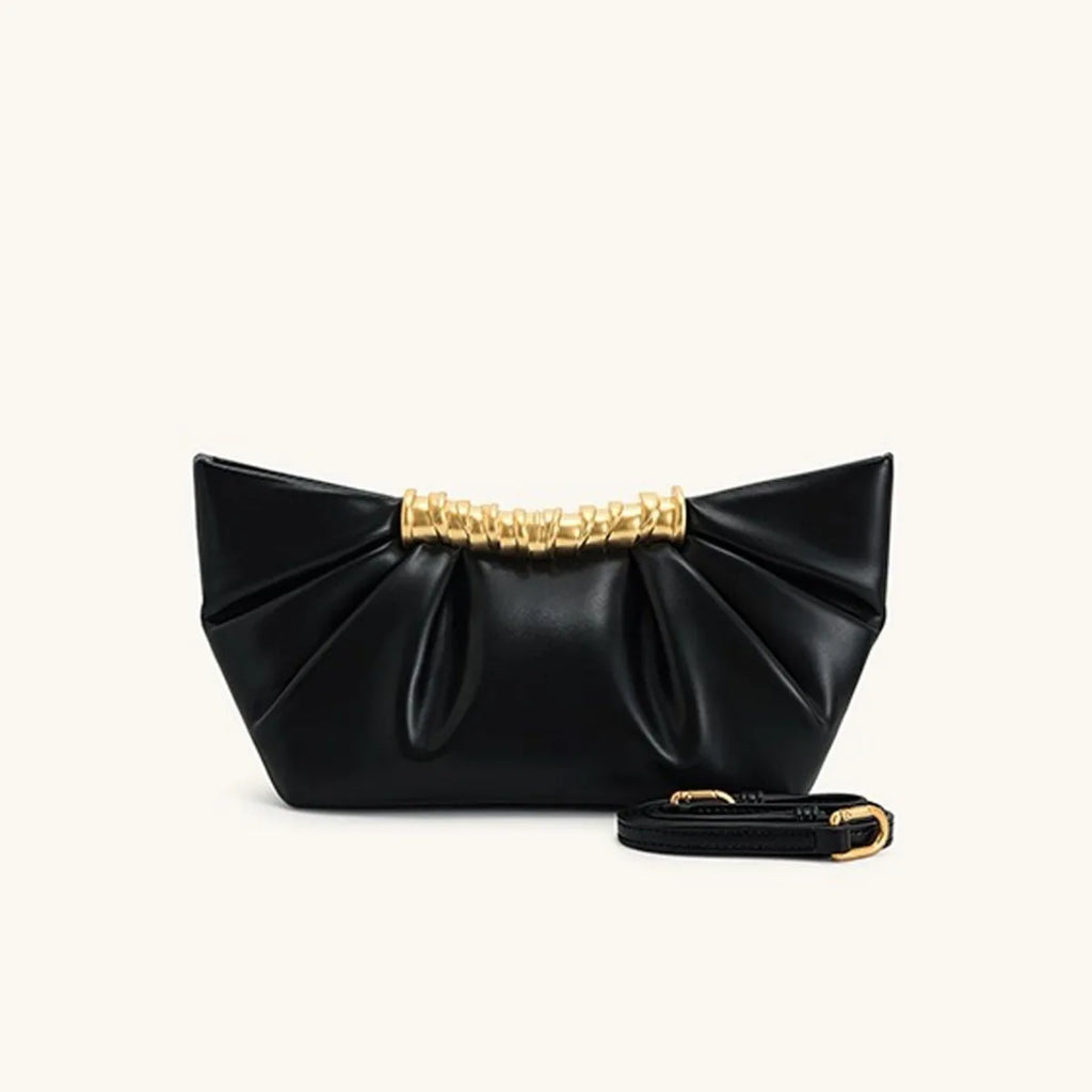 Luxury Golden Black Clutch Bag Cloud Bag Metal Folded Dumpling Bag High Quality Banquet Bag Single Shoulder Bag 2026 Fashion