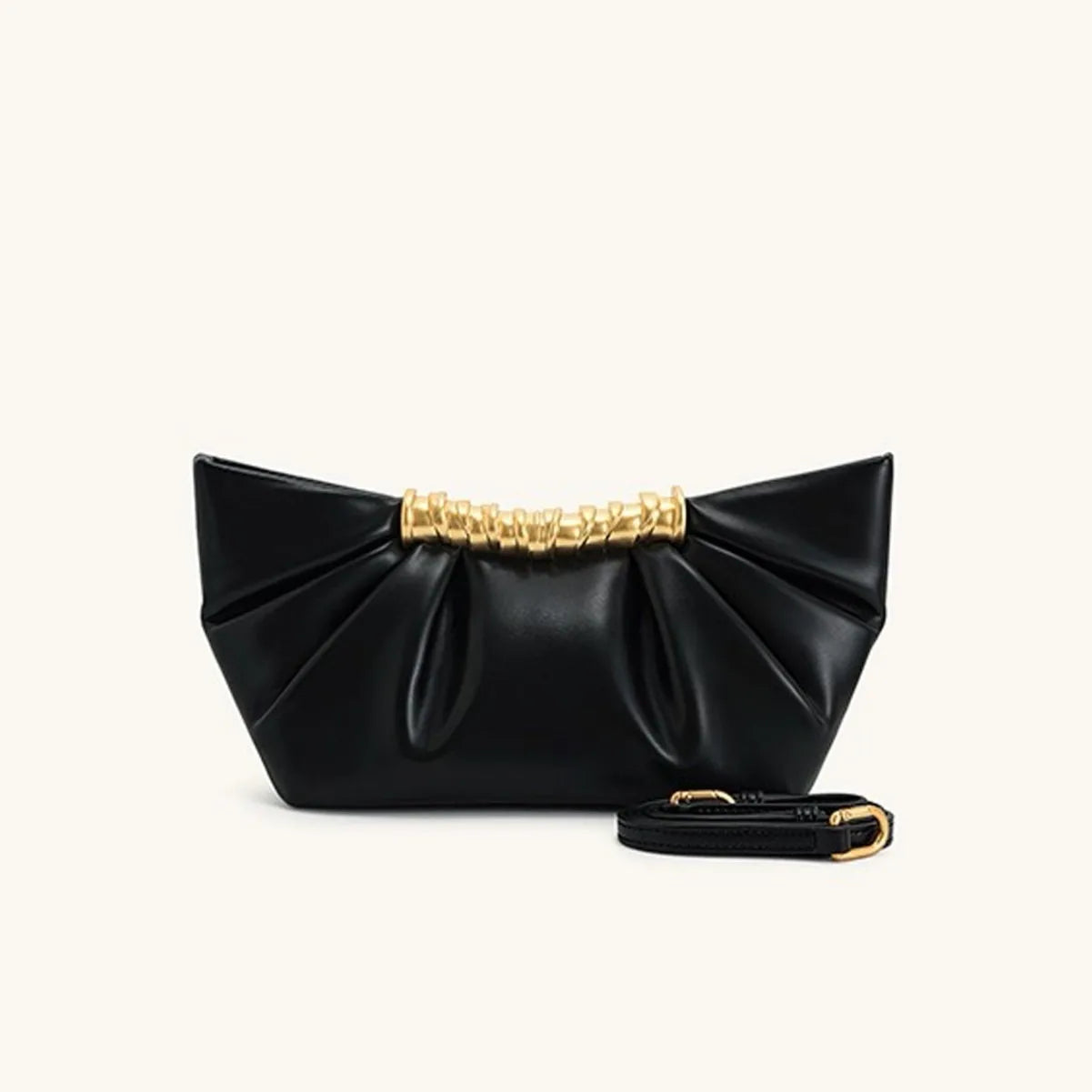 Luxury Golden Black Clutch Bag Cloud Bag Metal Folded Dumpling Bag High Quality Banquet Bag Single Shoulder Bag 2026 Fashion