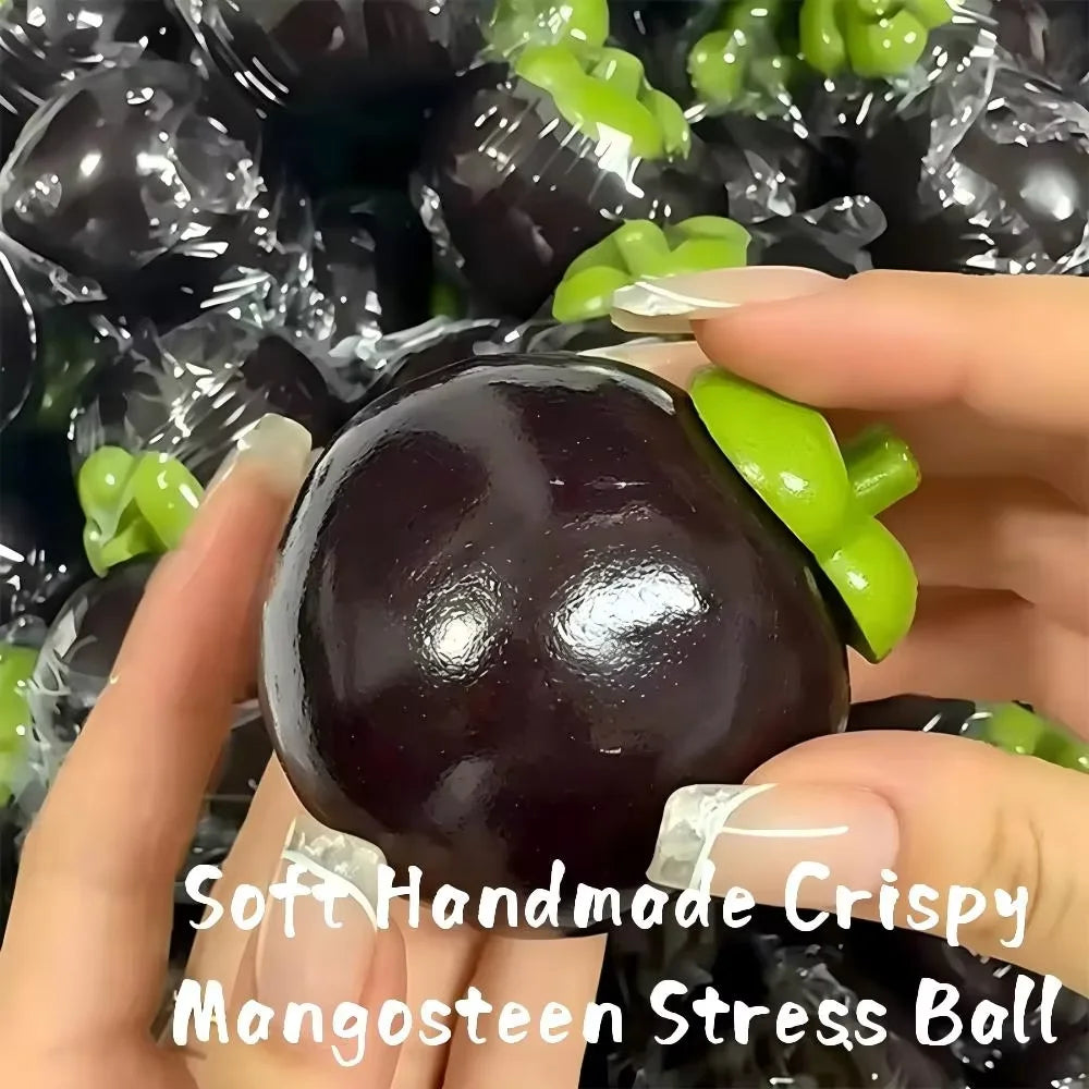 Soft Handmade Crispy Mangosteen Stress Ball Fidget Toy Crunchy Squeeze Ball Round Blocks Filled ASMR Anti Stress Toys for Adults