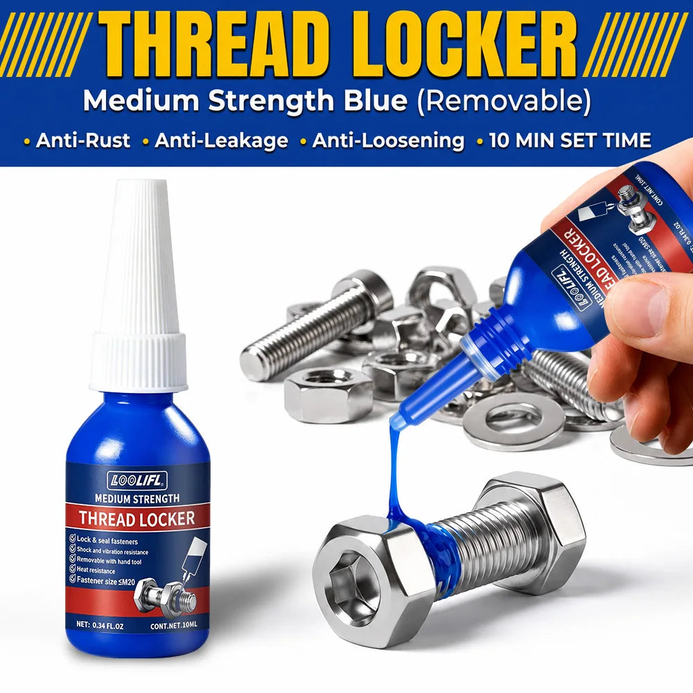 243 Blue Thread Locker Anaerobic Adhesive Removable Anti Vibration Screw Lock Glue for Motorcycle Bicycle Auto Metal Fastener