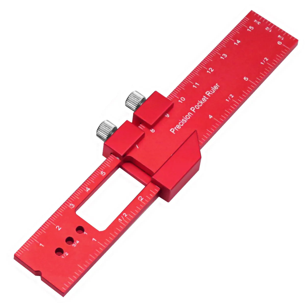 Precision T Type Pocket Ruler Inch Metric Measuring Tool with Slide Stop for Carpentry Marking