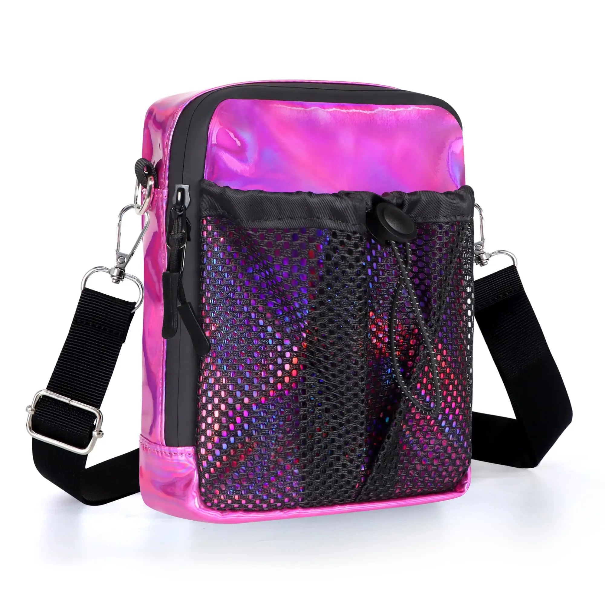 Waterproof Small Crossbody Bag Multi Pocket Shoulder Sling Bag Outdoor Travel Chest Bag with Mesh Pocket for Men Women
