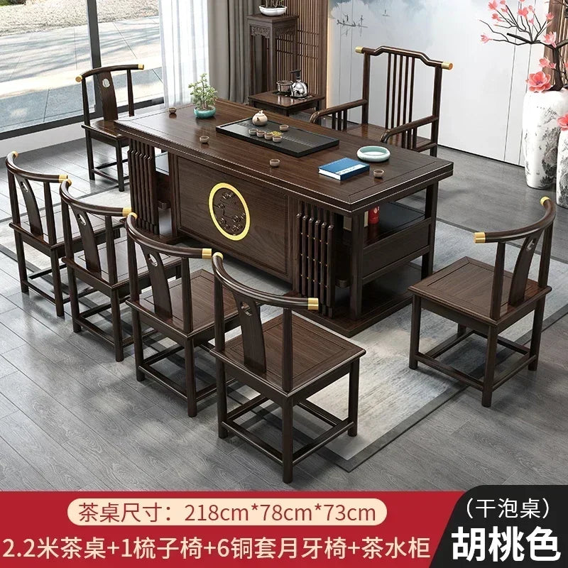 r5.13  solid wood tea table and chair combination one table five chairs coee table tea set household kung fu tea