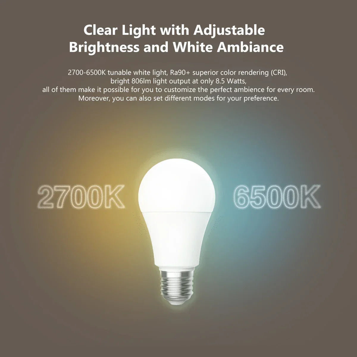 Aqara LED Bulb T1 Zigbee Smart Adaptive Bluetooth Light Bulb E27 2700K-6500K 220-240V For Xiaomi Smart Home Mi Home Homekit App