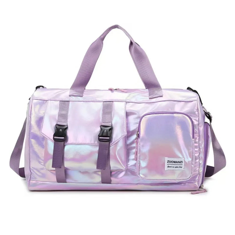 Pack Pearl Glossy Gym Bag Waterproof Large Capacity Fitness Training Handbag Carry-On Wet Dry Separation Travel Luggage Bag Yoga