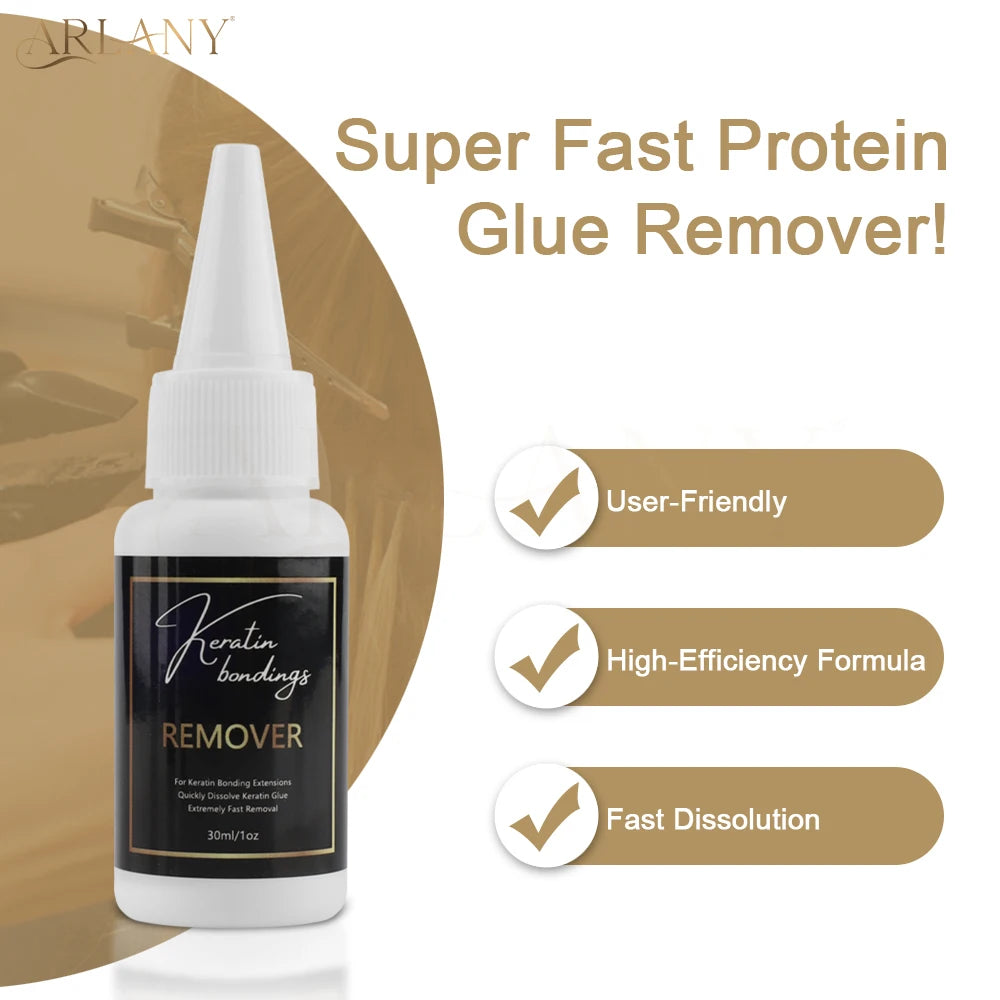 ARLANY Keratin Bonding Glue Remover Protein Glue Bond Remover for K Tip Pre-bonded Extensions Hot Melt Glue Remover Fast Remover