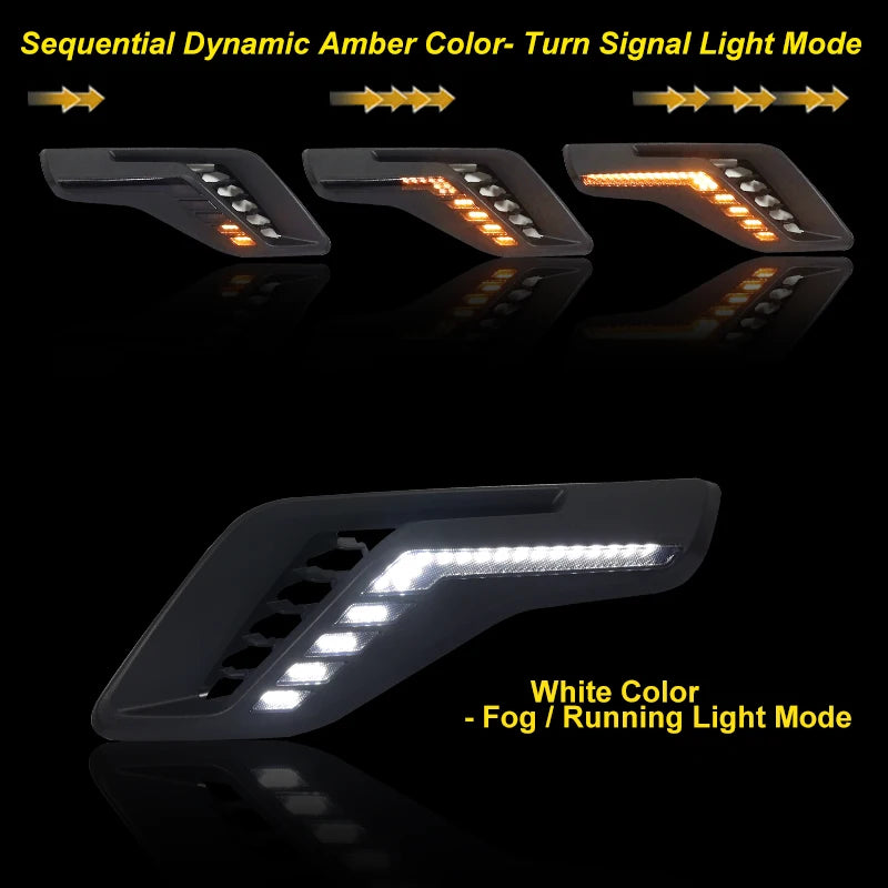 iJDM Front Fender Hood Side Marker for Ford F-150 F150 Raptor Pickup Truck Amber Turn Signal Light White Driving Light