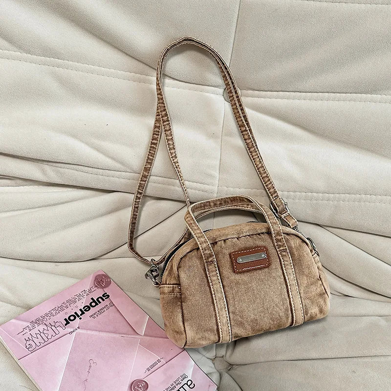New Korean Style Mini Crossbody Bag Fashion Denim Shoulder Bag for Teenage Girl Relaxing and Versatile Travel Bag