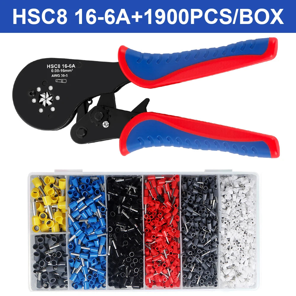Ferrule Crimping Tool HSC8 16-6A Tubular Terminal Mini Pliers For Large Size Terminals Electrical Clamps 0.08-16mm²/30-5AWG