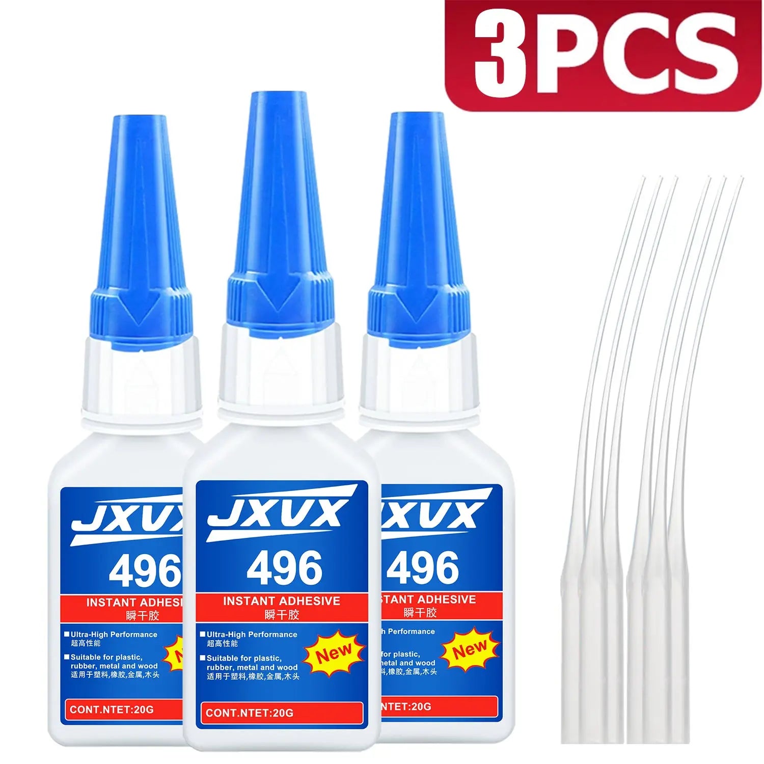 LOOLIFL 496 high strength instant glue, super glue, cyanoacrylate glue, suitable for glass, metal, plastic, wood, rubber, not easy to whiten, long lasting, send glue tube, factory direct, 20ml, 1-3pcs.