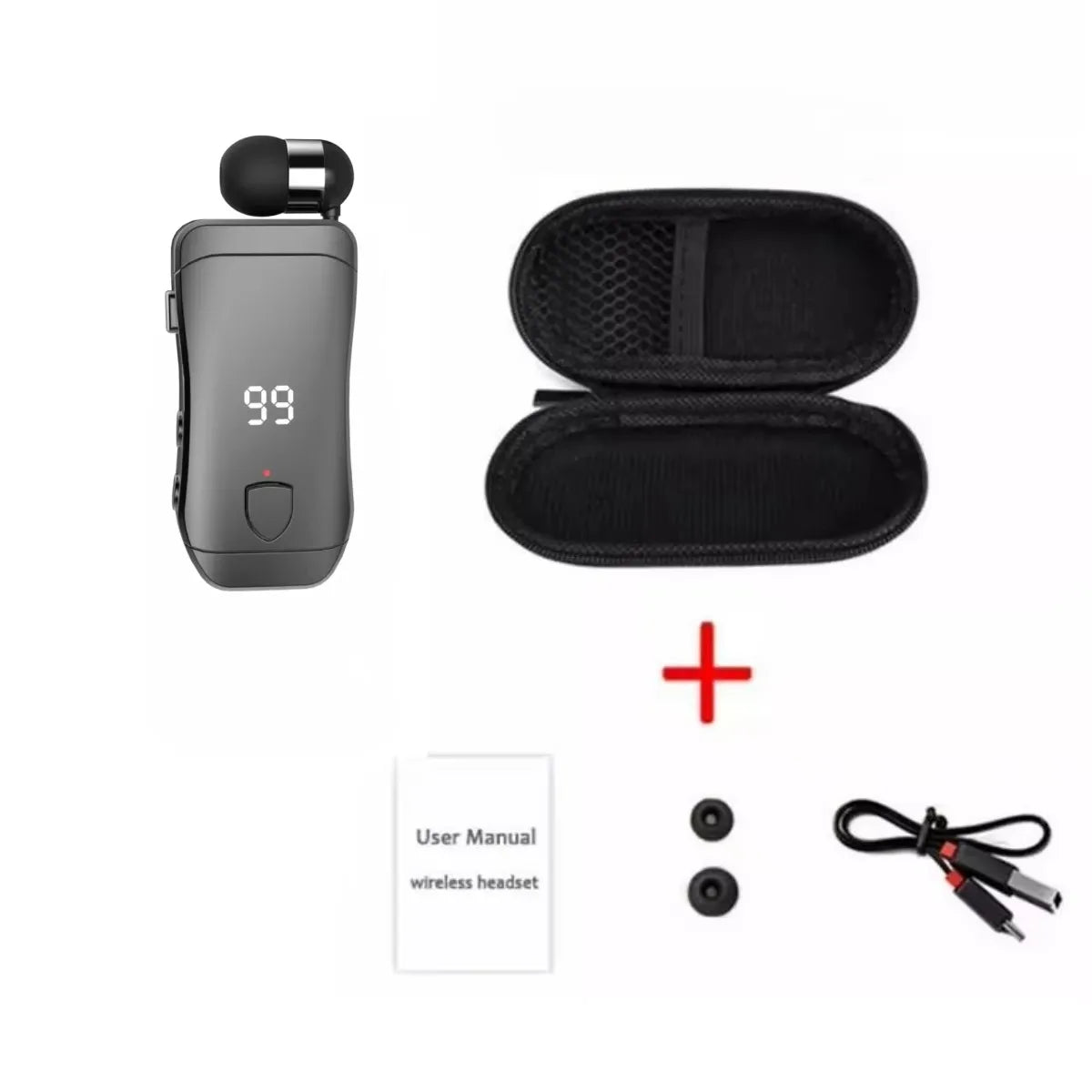 X200 Wireless Bluetooth Headset Ears in Lotus with Wire Clip Earphones Handsfree Earbuds Retractable Headphone