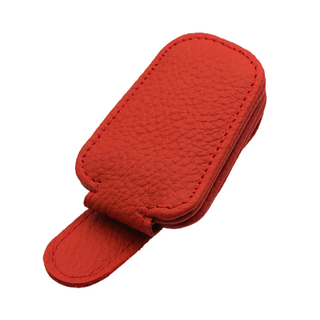 Car Sun Visor Glasses Clip Leather Car Sunglasses Holder Universal Eyeglasses Hanger Ticket Card Holder Car Interior Accessories