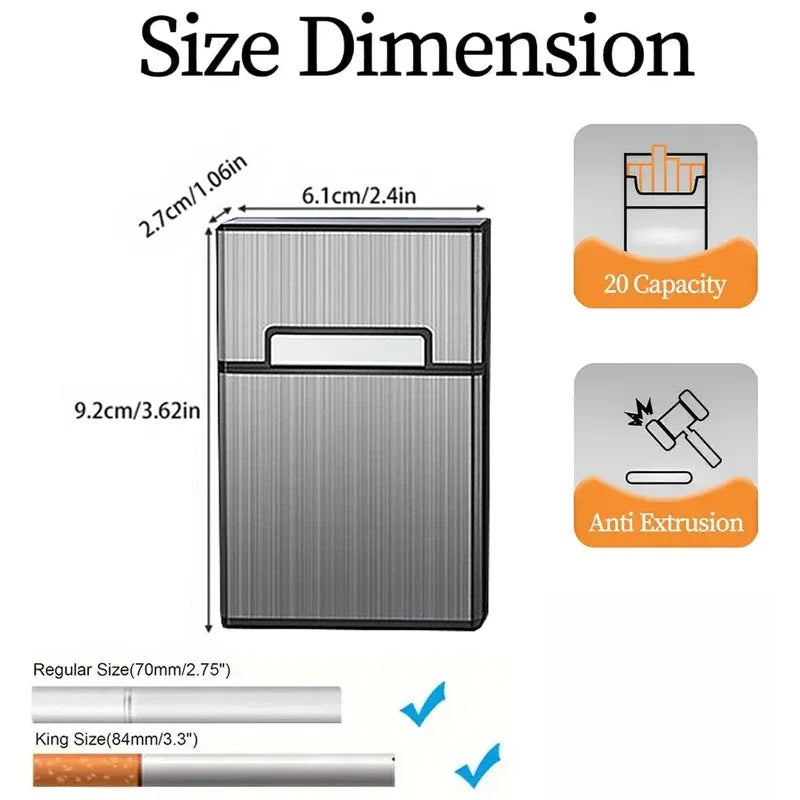 Fashion Magnetic Flip-top Cigarette Case -Hold 20 Cigarettes, Moisture-proof ,Dust-proof - Portable Metal Cigarette Case.