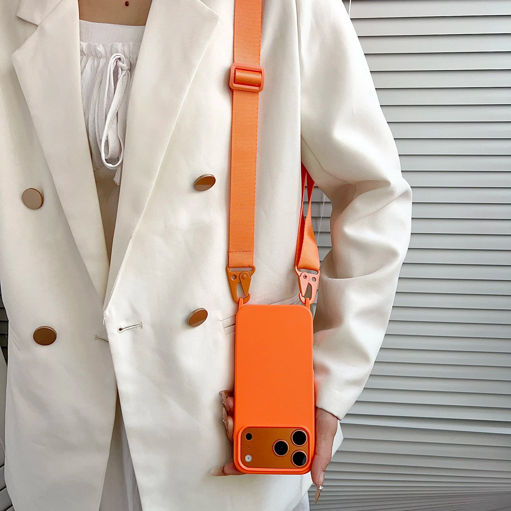 Crossbody Lanyard Matte Silicone Soft Case For iPhone 17 Pro Max 16 12 11 15 Pro 13 14 Plus Necklace Strap Shockproof Cover