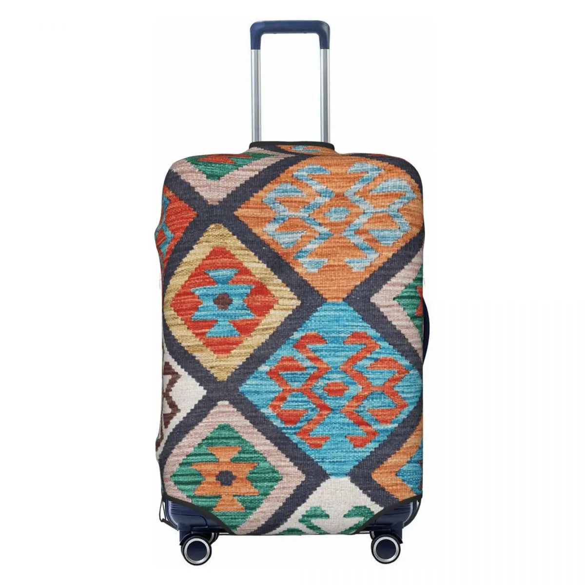 Vintage Turkish Kilim Suitcase Cover Washable Bohemian Geometric Diamond Tribal Ethnic Art Luggage Covers Protector