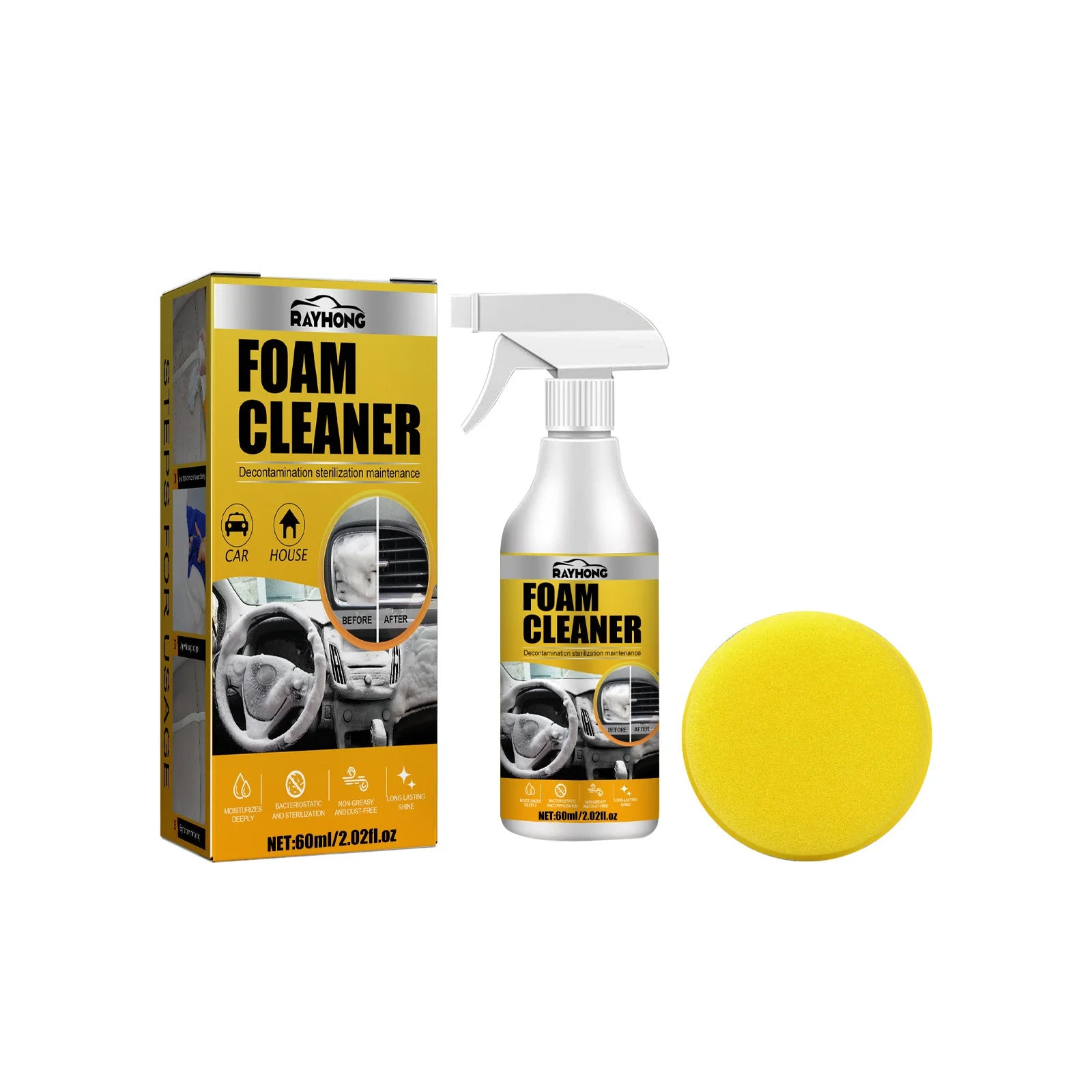 KMIND Car Interior Foam Cleaner 60ml/150ml Multi-Purpose All-in-One Cleaner for Leather Seats, Upholstery, Dashboard & Carpet